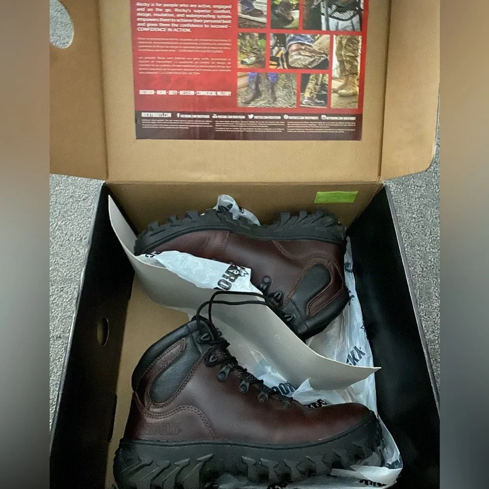 Rocky 6" Tall Brown Hiker Hiking Work Boots Vibram Sole Size 39.5 - Picture 5 of 12